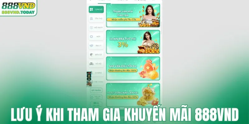 Một số lưu ý khi tham gia khuyến mãi 888VND