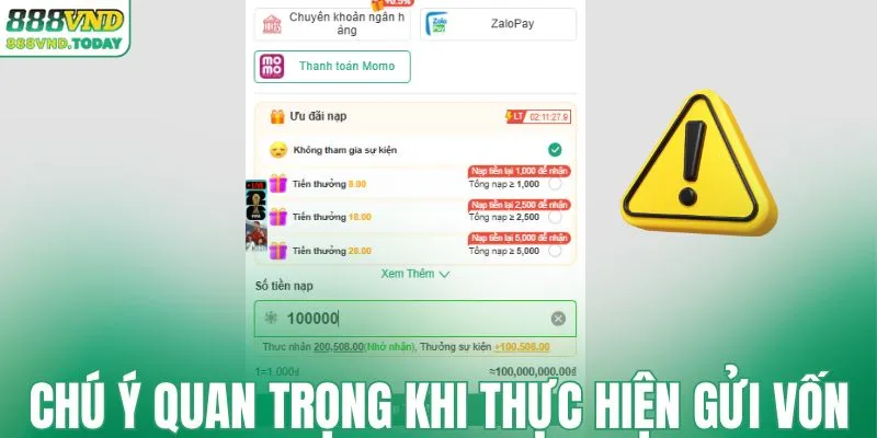 Chú ý quan trọng khi thực hiện gửi vốn