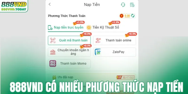 888VND cung cấp nhiều phương thức cho hội viên
