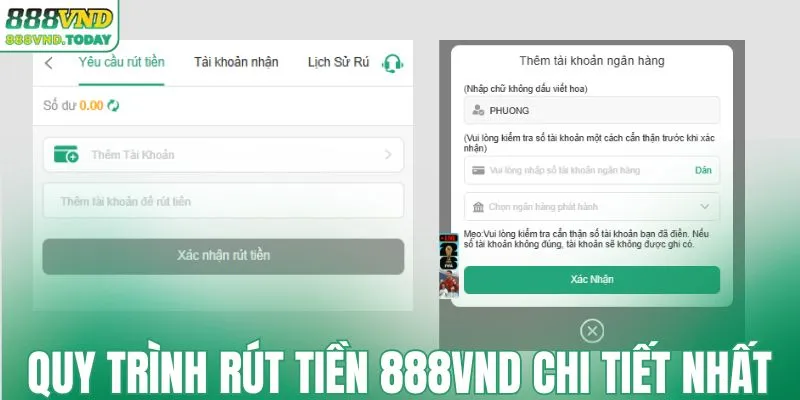 Quy trình rút tiền 888VND chi tiết nhất